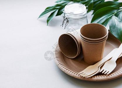 零废物环保可一次纸板纸餐具图片素材